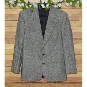 Vintage Robert Stalk Men's Tweed Jacket Blazer Sports Coat Gray Black Size 40R
